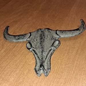 Rustic Wrought Iron Bull Skull Wall Decor, New No Tag